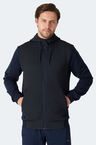 Slazenger FLAME Erkek Kapüşonlu Cepli Lacivert Sweatshırt - Thumbnail