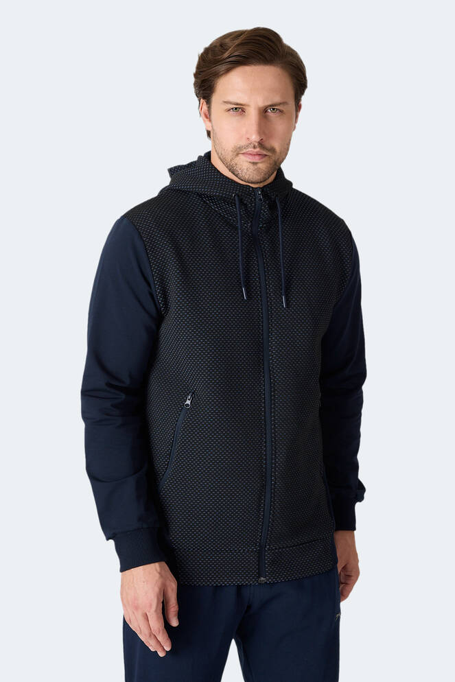 Slazenger FLAME Erkek Kapüşonlu Cepli Lacivert Sweatshırt
