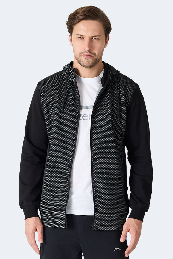 Slazenger FLAME Erkek Kapüşonlu Cepli Siyah Sweatshırt