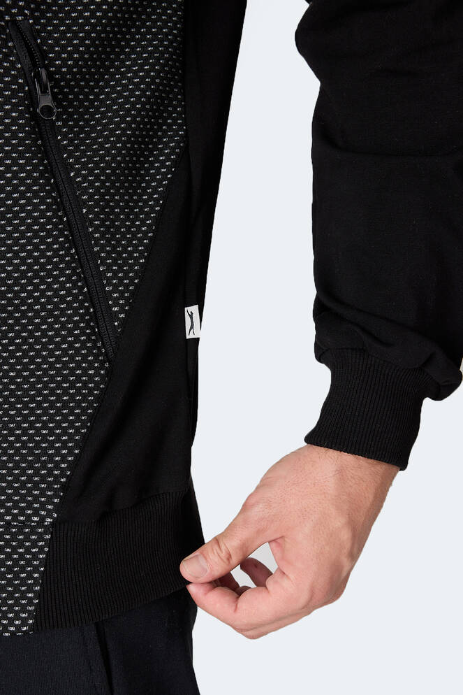 Slazenger FLAME Erkek Kapüşonlu Cepli Siyah Sweatshırt