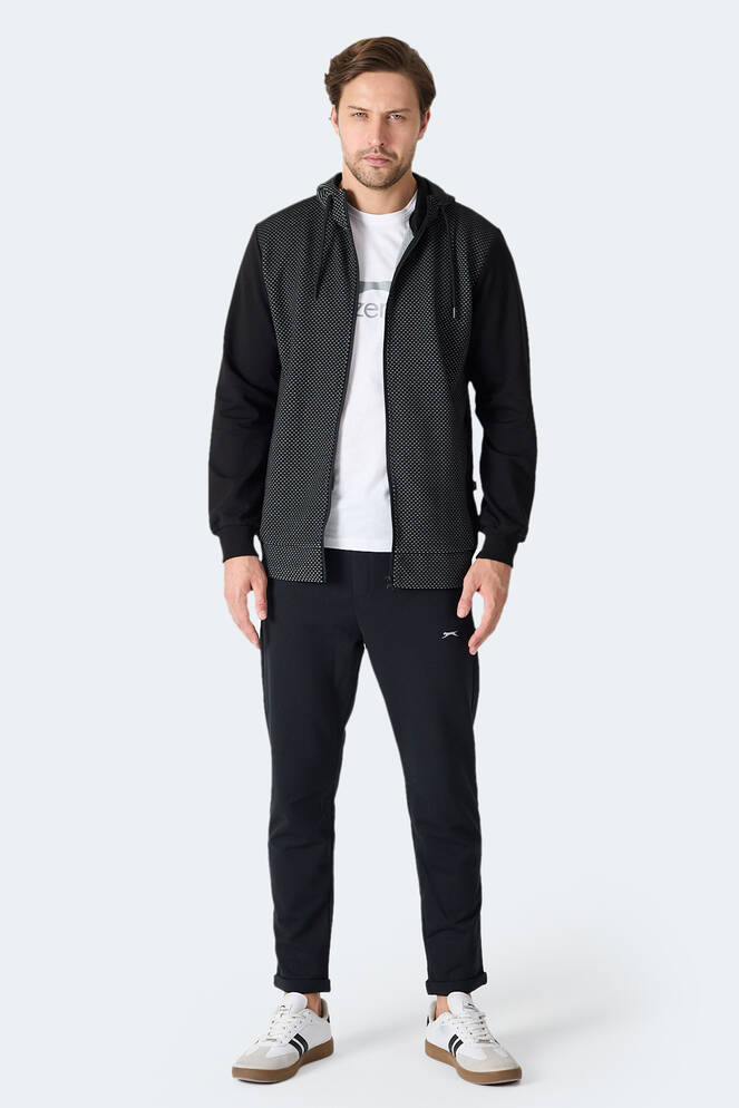 Slazenger FLAME Erkek Kapüşonlu Cepli Siyah Sweatshırt