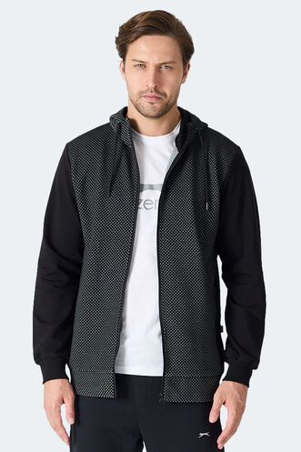Slazenger - Slazenger FLAME Erkek Kapüşonlu Cepli Siyah Sweatshırt