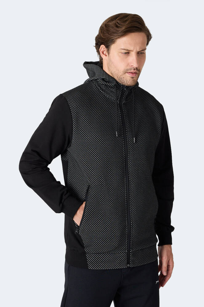 Slazenger FLAME Erkek Kapüşonlu Cepli Siyah Sweatshırt
