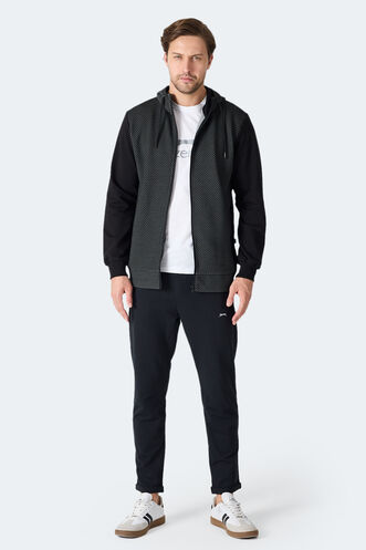 Slazenger FLAME Erkek Kapüşonlu Cepli Siyah Sweatshırt - Thumbnail