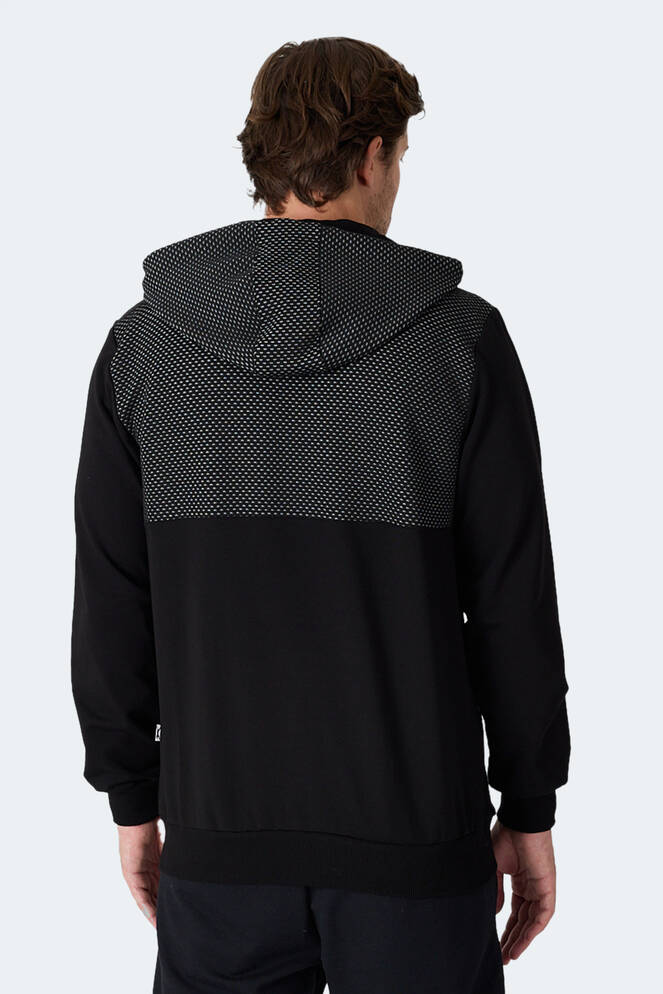 Slazenger FLAME Erkek Kapüşonlu Cepli Siyah Sweatshırt