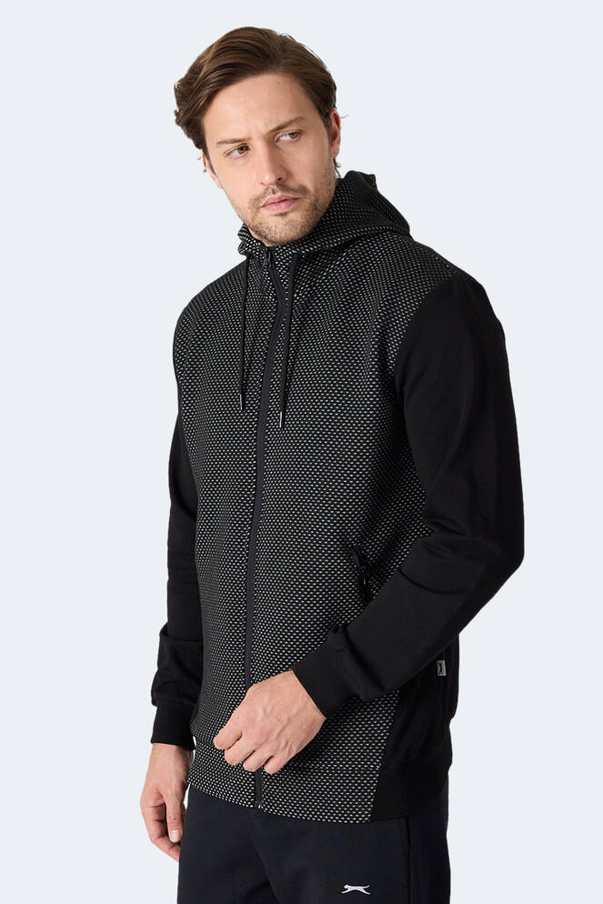 Slazenger FLAME Erkek Kapüşonlu Cepli Siyah Sweatshırt