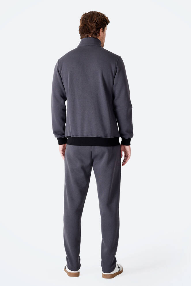 Slazenger FLICKER Erkek Fermuar Cepli Koyu Gri Eşofman Takımı