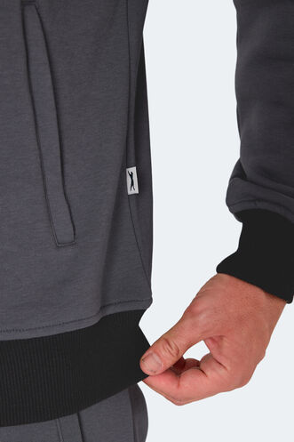 Slazenger FLICKER Erkek Fermuar Cepli Koyu Gri Eşofman Takımı - Thumbnail