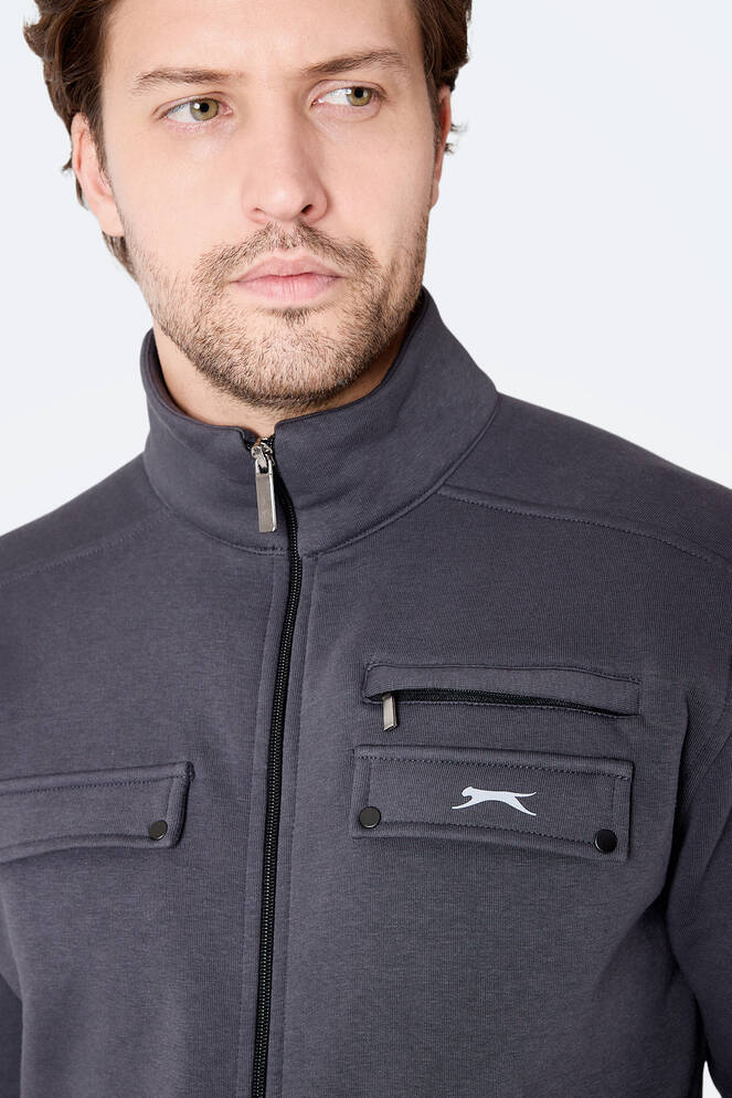 Slazenger FLICKER Erkek Fermuar Cepli Koyu Gri Eşofman Takımı