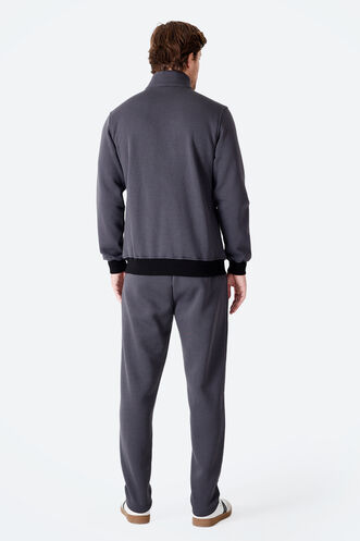 Slazenger FLICKER Erkek Fermuar Cepli Koyu Gri Eşofman Takımı - Thumbnail