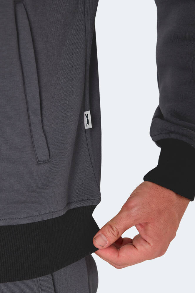 Slazenger FLICKER Erkek Fermuar Cepli Koyu Gri Eşofman Takımı