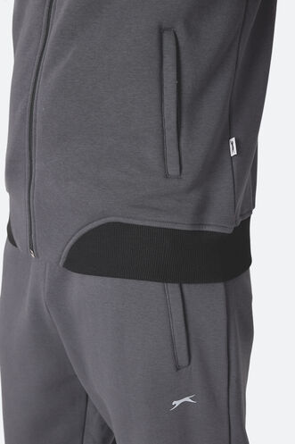 Slazenger FLICKER Erkek Fermuar Cepli Koyu Gri Eşofman Takımı - Thumbnail