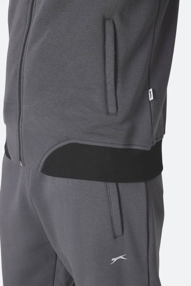 Slazenger FLICKER Erkek Fermuar Cepli Koyu Gri Eşofman Takımı