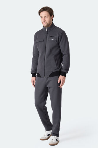 Slazenger FLICKER Erkek Fermuar Cepli Koyu Gri Eşofman Takımı - Thumbnail