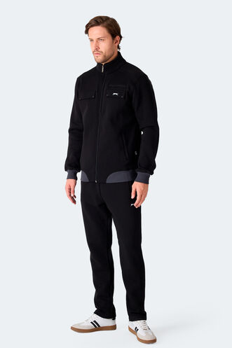 Slazenger FLICKER Erkek Fermuar Cepli Siyah Eşofman Takımı - Thumbnail