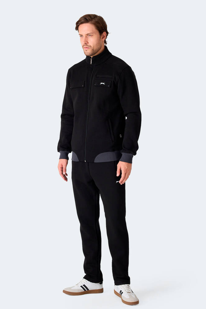 Slazenger FLICKER Erkek Fermuar Cepli Siyah Eşofman Takımı