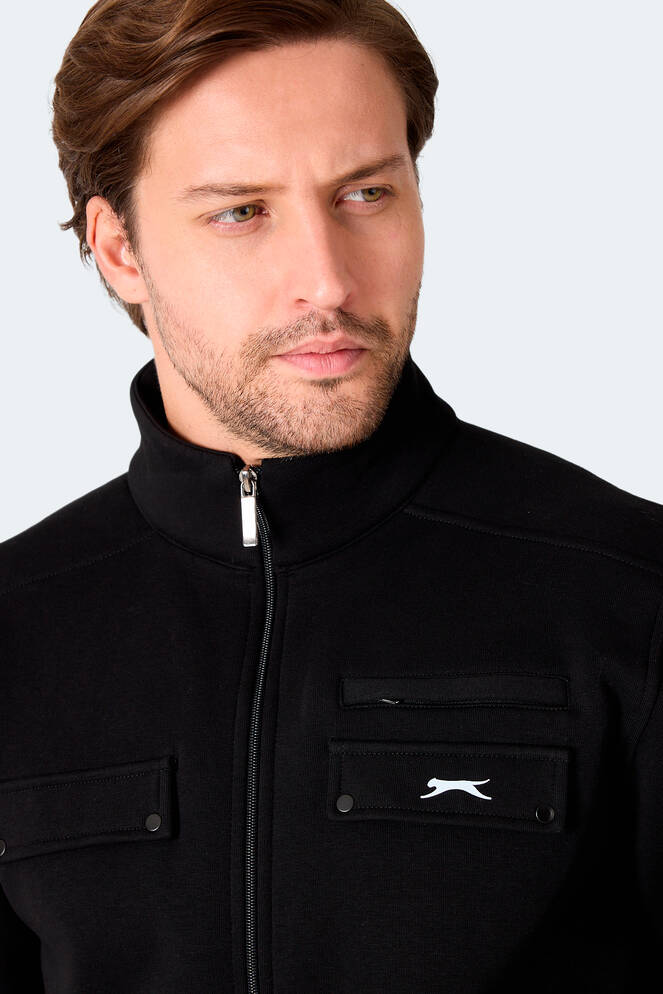 Slazenger FLICKER Erkek Fermuar Cepli Siyah Eşofman Takımı