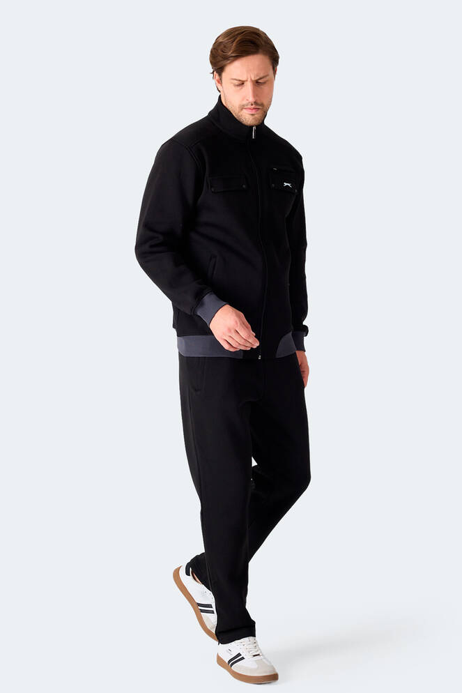 Slazenger FLICKER Erkek Fermuar Cepli Siyah Eşofman Takımı