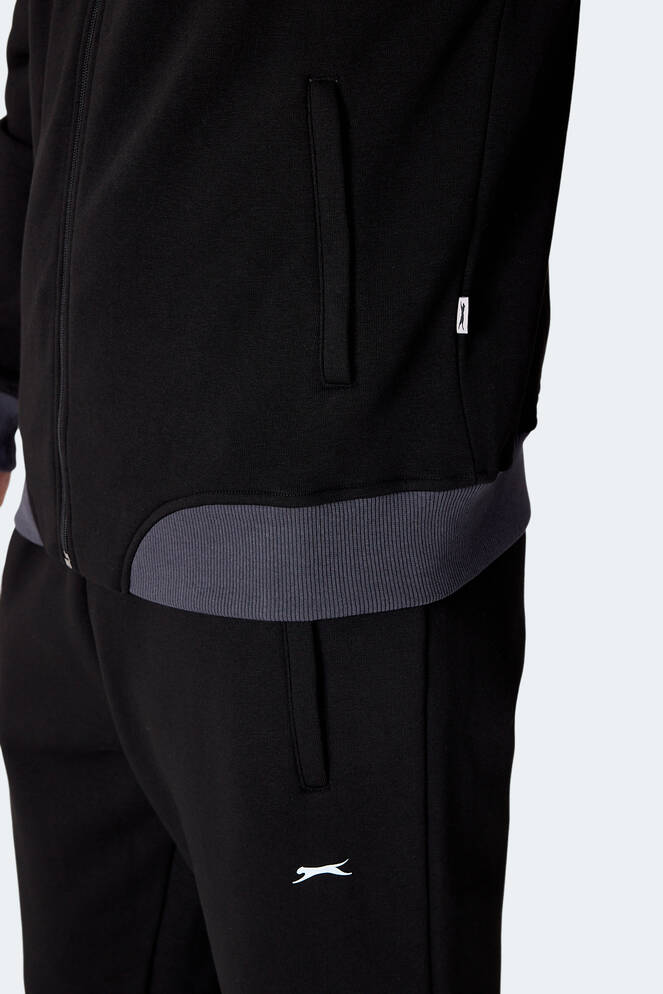 Slazenger FLICKER Erkek Fermuar Cepli Siyah Eşofman Takımı