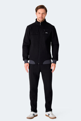 Slazenger FLICKER Erkek Fermuar Cepli Siyah Eşofman Takımı - Thumbnail