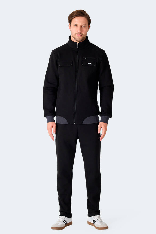 Slazenger FLICKER Erkek Fermuar Cepli Siyah Eşofman Takımı