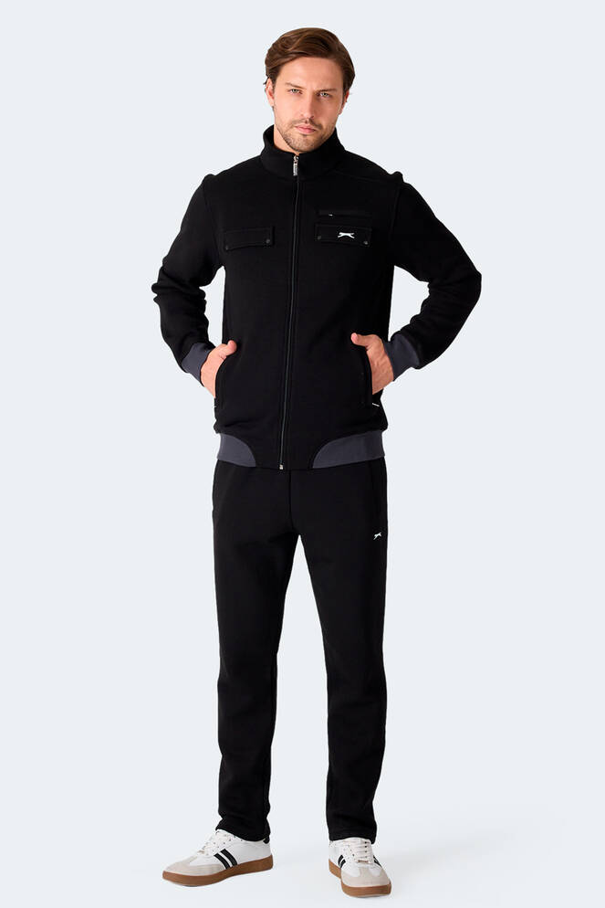Slazenger FLICKER Erkek Fermuar Cepli Siyah Eşofman Takımı