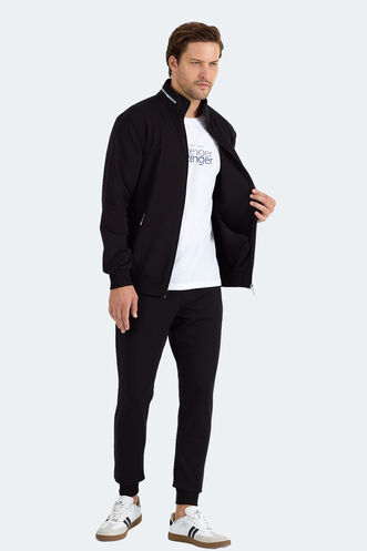 Slazenger FROZEN Erkek Dik Yaka Fermuarlı Siyah Eşofman Takımı - Thumbnail