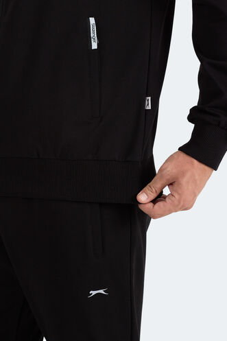 Slazenger FROZEN Erkek Dik Yaka Fermuarlı Siyah Eşofman Takımı - Thumbnail