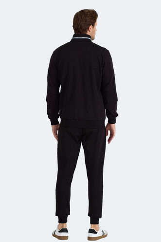 Slazenger FROZEN Erkek Dik Yaka Fermuarlı Siyah Eşofman Takımı - Thumbnail