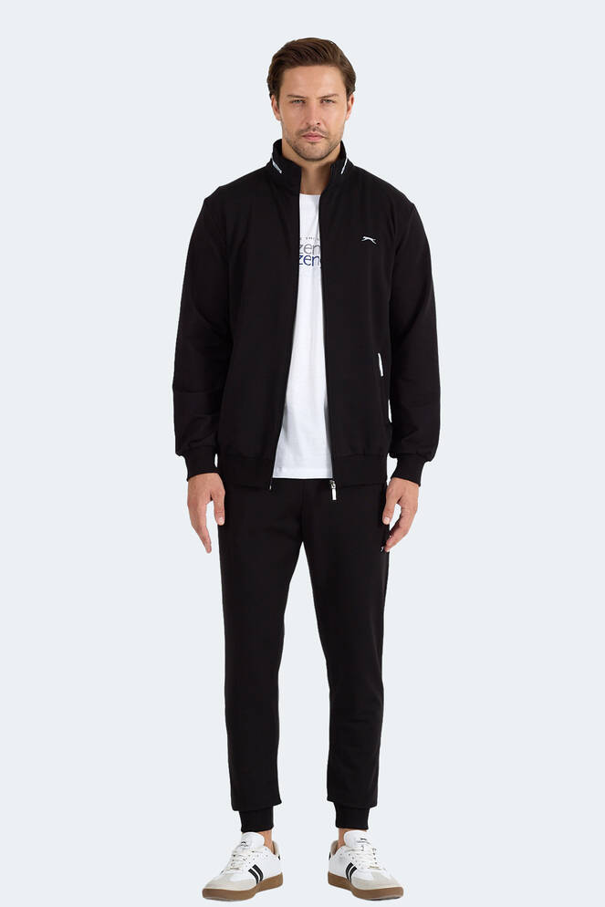 Slazenger FROZEN Erkek Dik Yaka Fermuarlı Siyah Eşofman Takımı