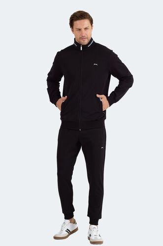 Slazenger - Slazenger FROZEN Erkek Dik Yaka Fermuarlı Siyah Eşofman Takımı