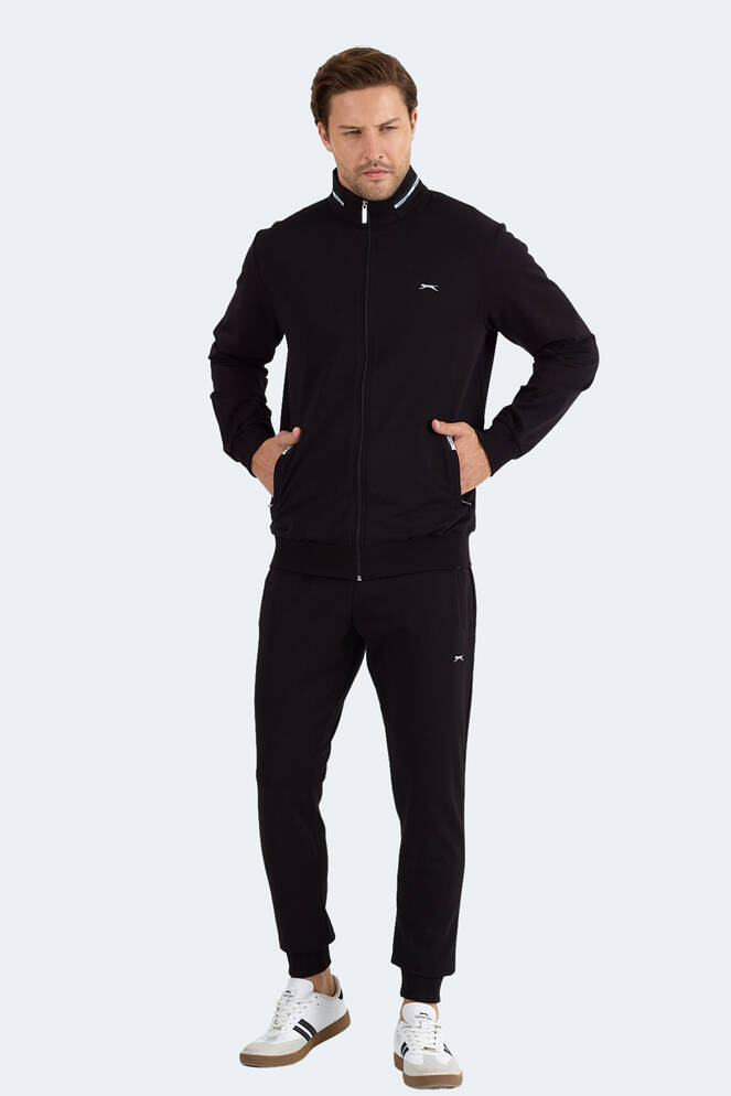 Slazenger FROZEN Erkek Dik Yaka Fermuarlı Siyah Eşofman Takımı