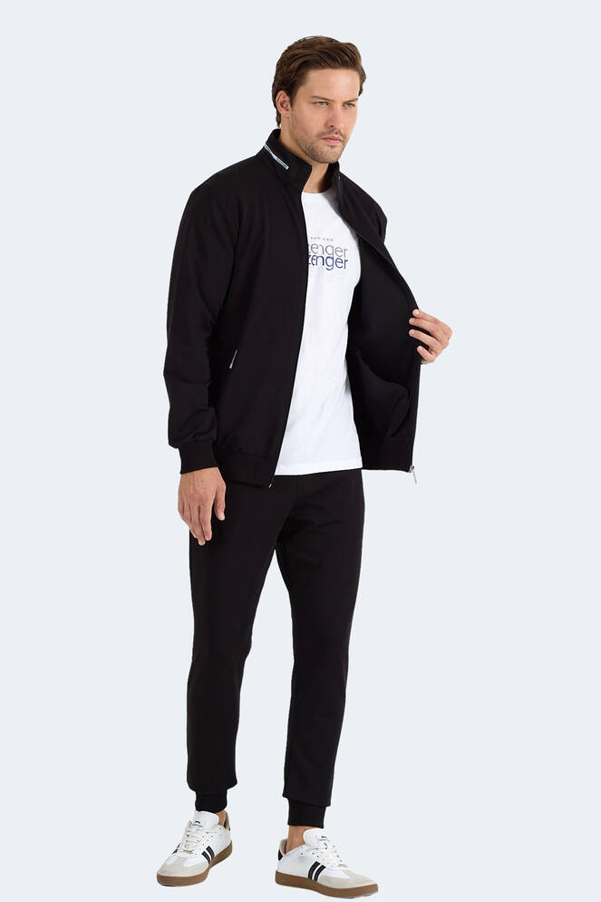 Slazenger FROZEN Erkek Dik Yaka Fermuarlı Siyah Eşofman Takımı