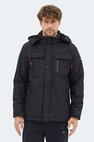 Slazenger - Slazenger GLEAM Erkek Kapüşonlu Siyah Mont & Kaban