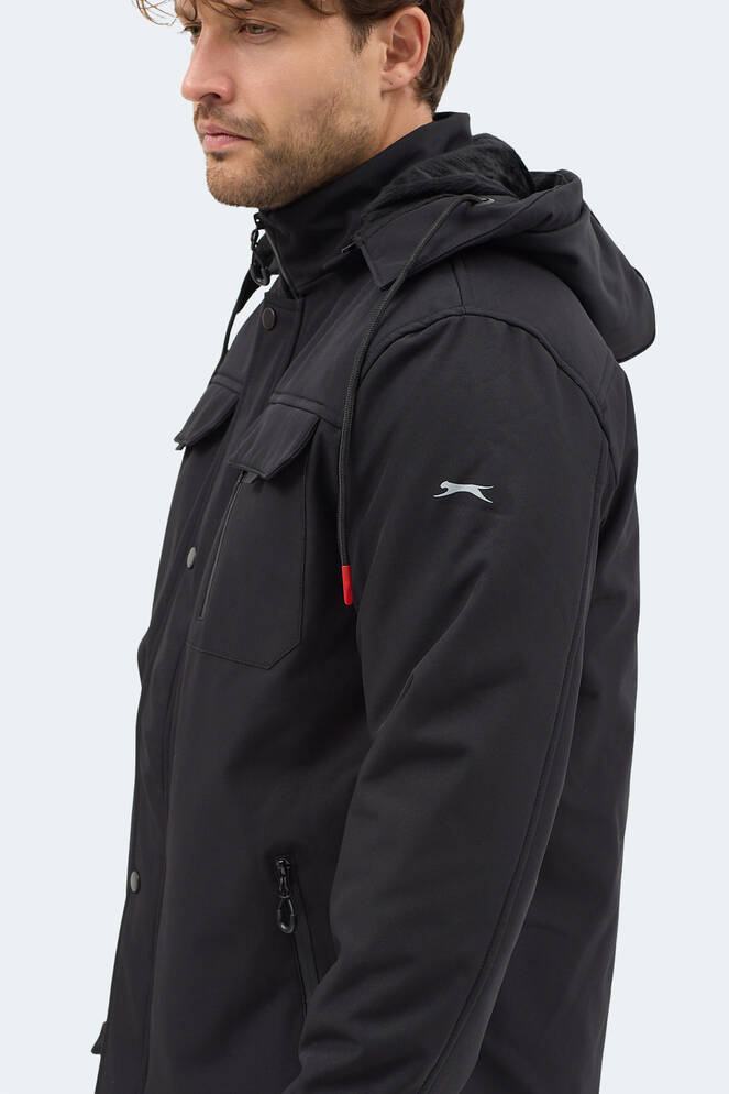 Slazenger GLEAM Erkek Kapüşonlu Siyah Mont & Kaban