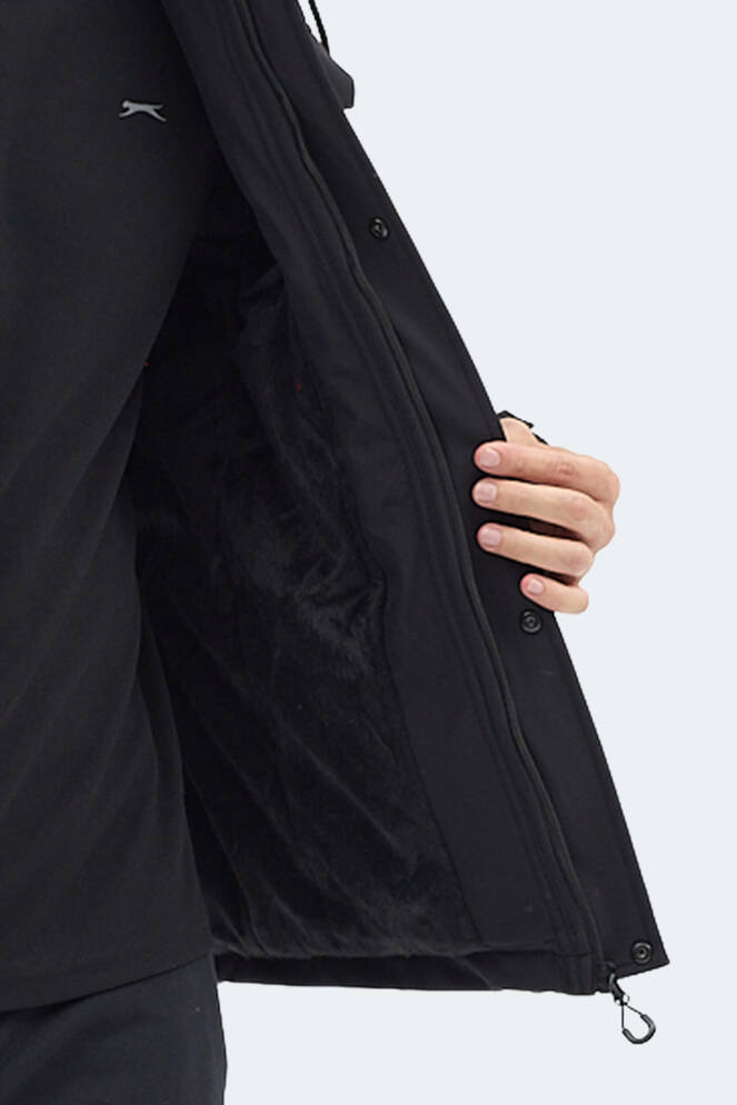 Slazenger GLEAM Erkek Kapüşonlu Siyah Mont & Kaban