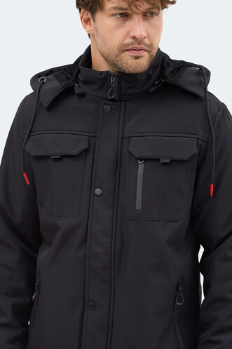 Slazenger GLEAM Erkek Kapüşonlu Siyah Mont & Kaban - Thumbnail