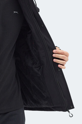 Slazenger GLEAM Erkek Kapüşonlu Siyah Mont & Kaban - Thumbnail