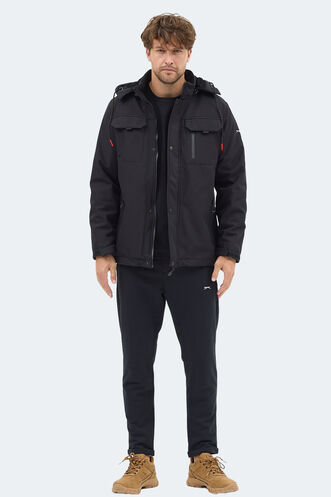 Slazenger GLEAM Erkek Kapüşonlu Siyah Mont & Kaban - Thumbnail