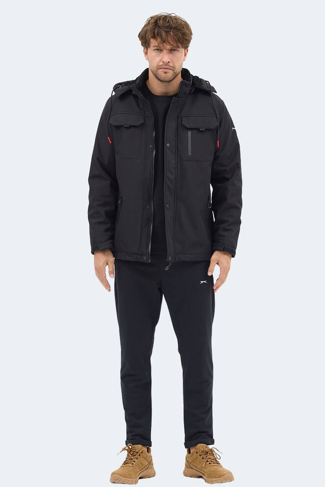 Slazenger GLEAM Erkek Kapüşonlu Siyah Mont & Kaban