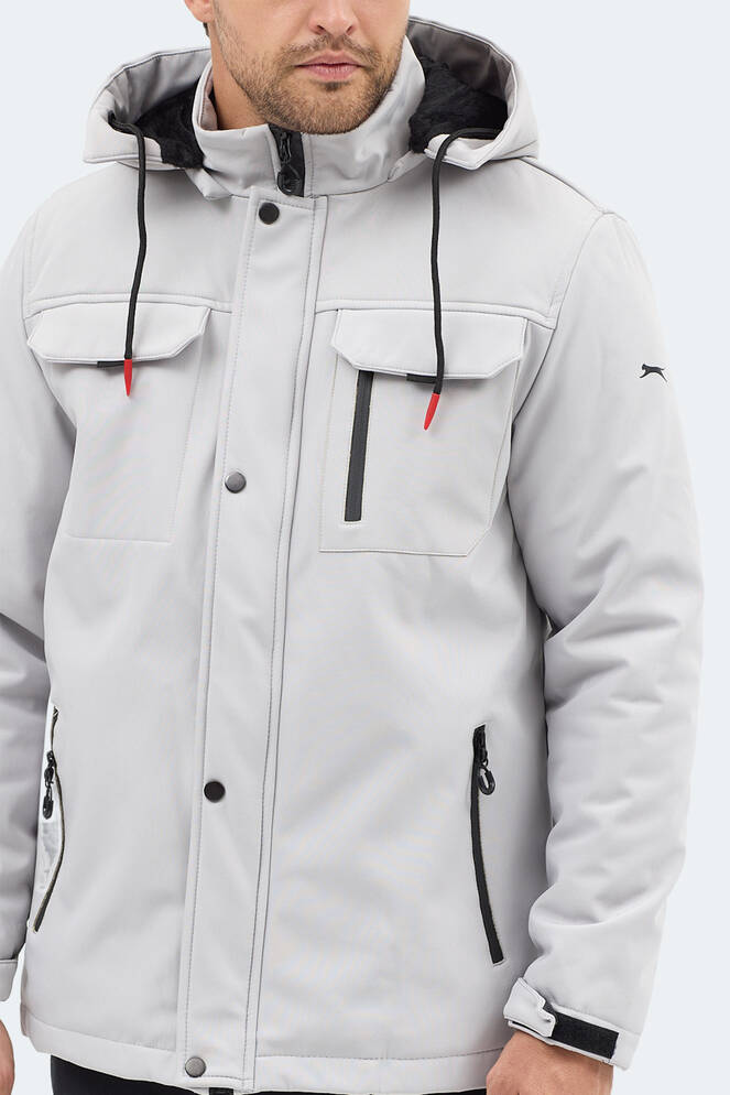 Slazenger GLEAM Erkek Kapüşonlu Taş Gri Mont & Kaban