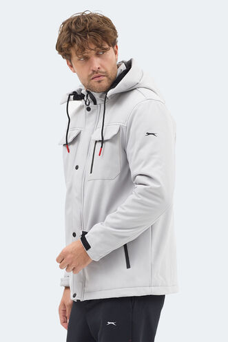 Slazenger GLEAM Erkek Kapüşonlu Taş Gri Mont & Kaban - Thumbnail