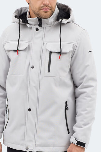 Slazenger GLEAM Erkek Kapüşonlu Taş Gri Mont & Kaban - Thumbnail