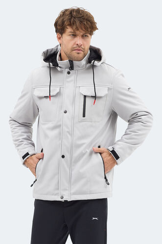 Slazenger GLEAM Erkek Kapüşonlu Taş Gri Mont & Kaban - Thumbnail