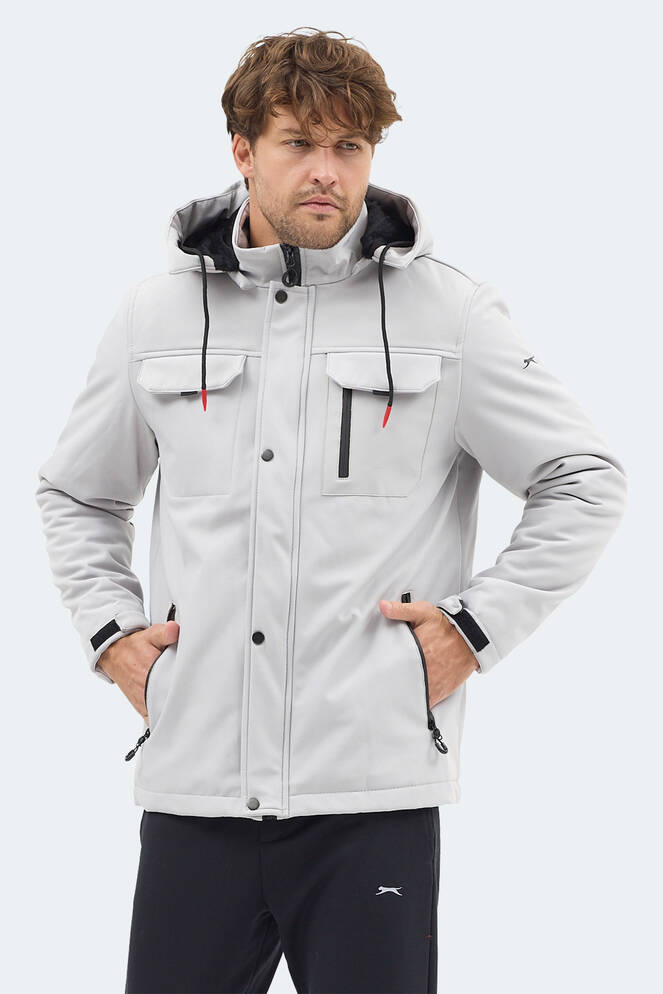 Slazenger GLEAM Erkek Kapüşonlu Taş Gri Mont & Kaban