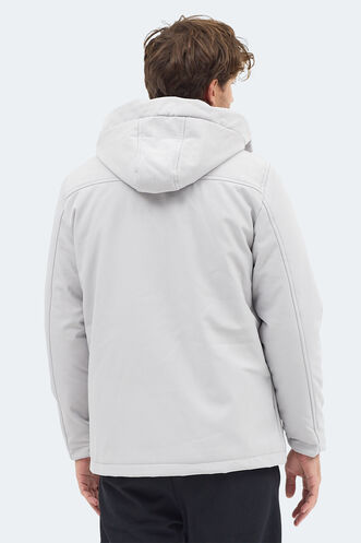 Slazenger GLEAM Erkek Kapüşonlu Taş Gri Mont & Kaban - Thumbnail