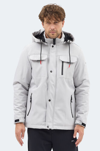 Slazenger - Slazenger GLEAM Erkek Kapüşonlu Taş Gri Mont & Kaban