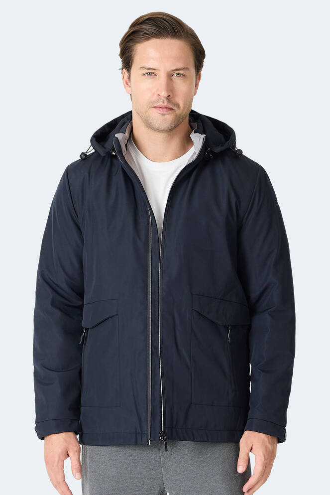 Slazenger GRAVEL Erkek Kapüşonlu Lacivert Mont & Kaban