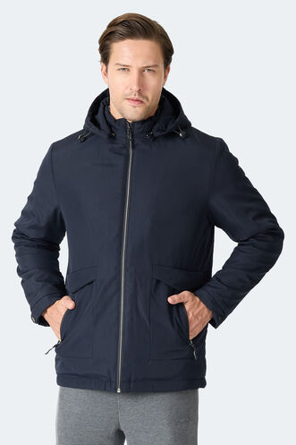 Slazenger GRAVEL Erkek Kapüşonlu Lacivert Mont & Kaban - Thumbnail