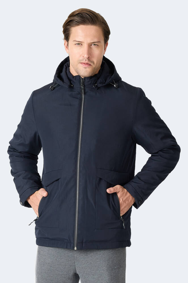 Slazenger GRAVEL Erkek Kapüşonlu Lacivert Mont & Kaban